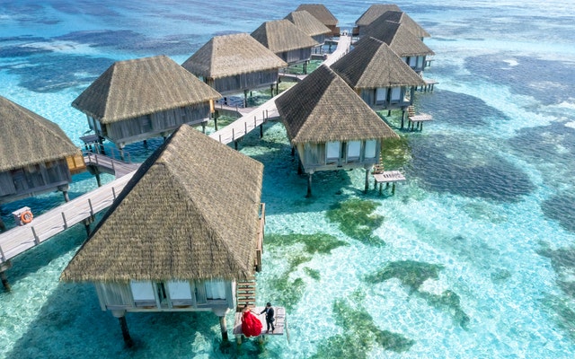 Cabins over the sea.