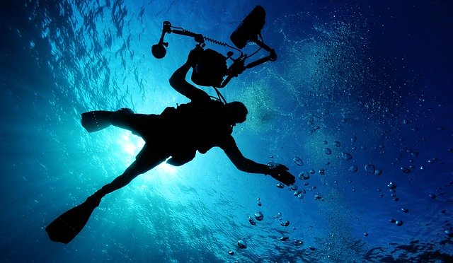 A diver underwater in Jamaica