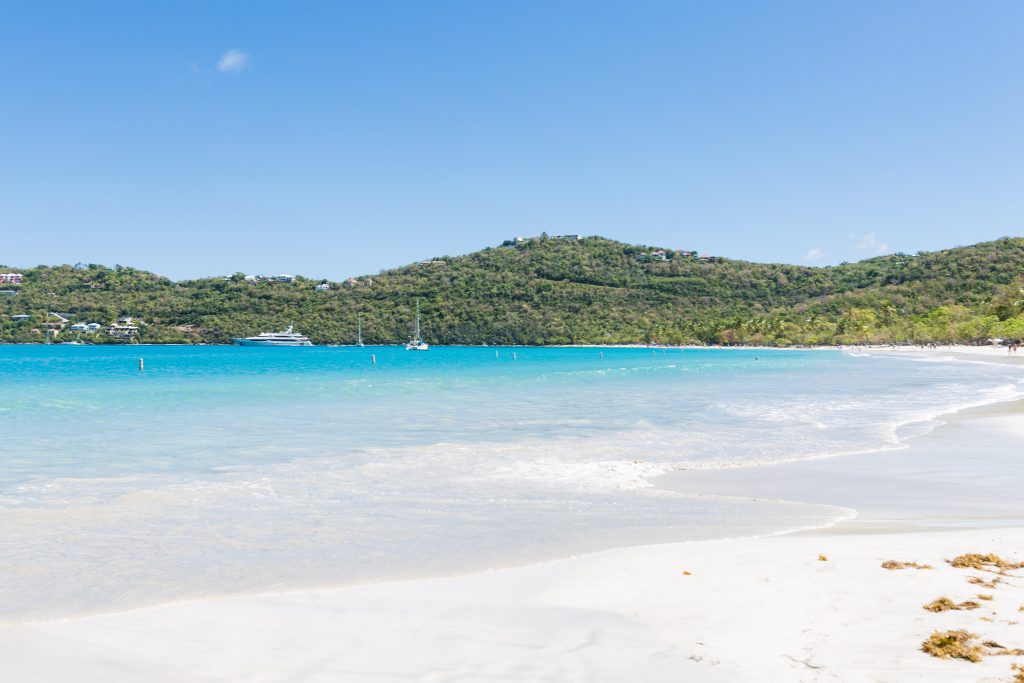 Beach and green hills