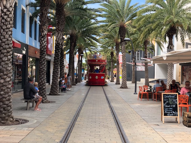 Tram in the city center of Aruba. 