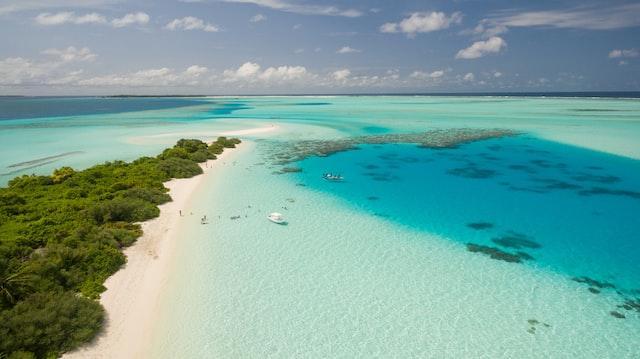 Light blue ocean water in the Caribbean. 