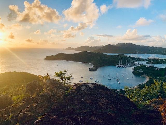 A harbor in the Caribbean sea. 