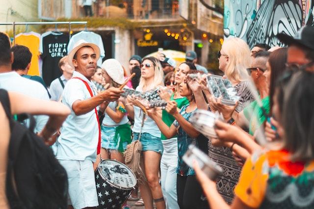 People enjoying a festival