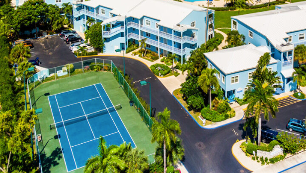 Aerial view of Grand View Condos in Grand Cayman
