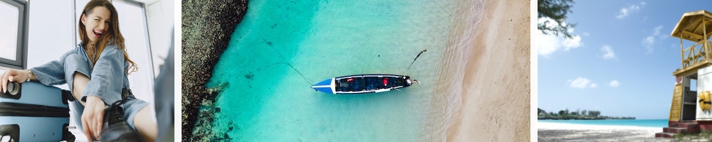 Aerial image of boat on Caribbean sea