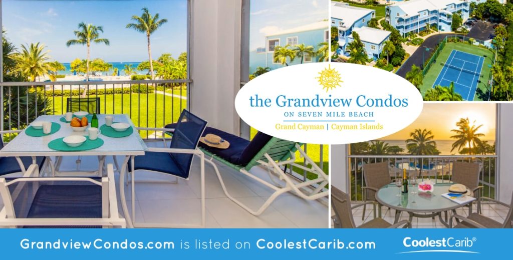 Photo collage of Grandview Condos in Grand Cayman.