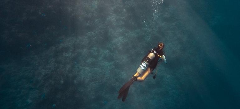 Person scuba diving in one of the Caribbean escapes. 